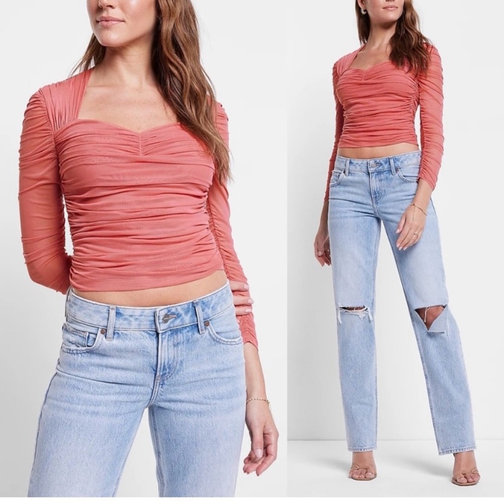 Express Body Contour Ruched Top. Dusty Rose. XL. Worn once.